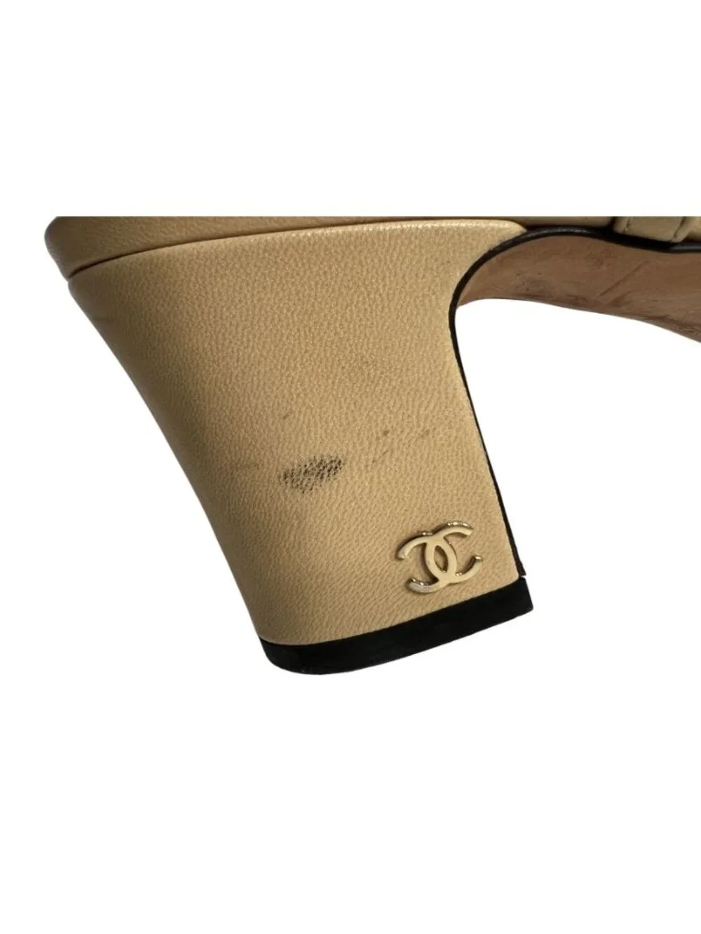 Chanel Slingbacks in Goatskin & Grosgrain Beige Black